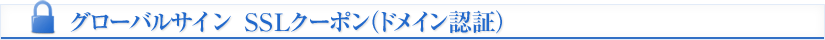 グローバルサイン　SSLクーポン（ドメイン認証）